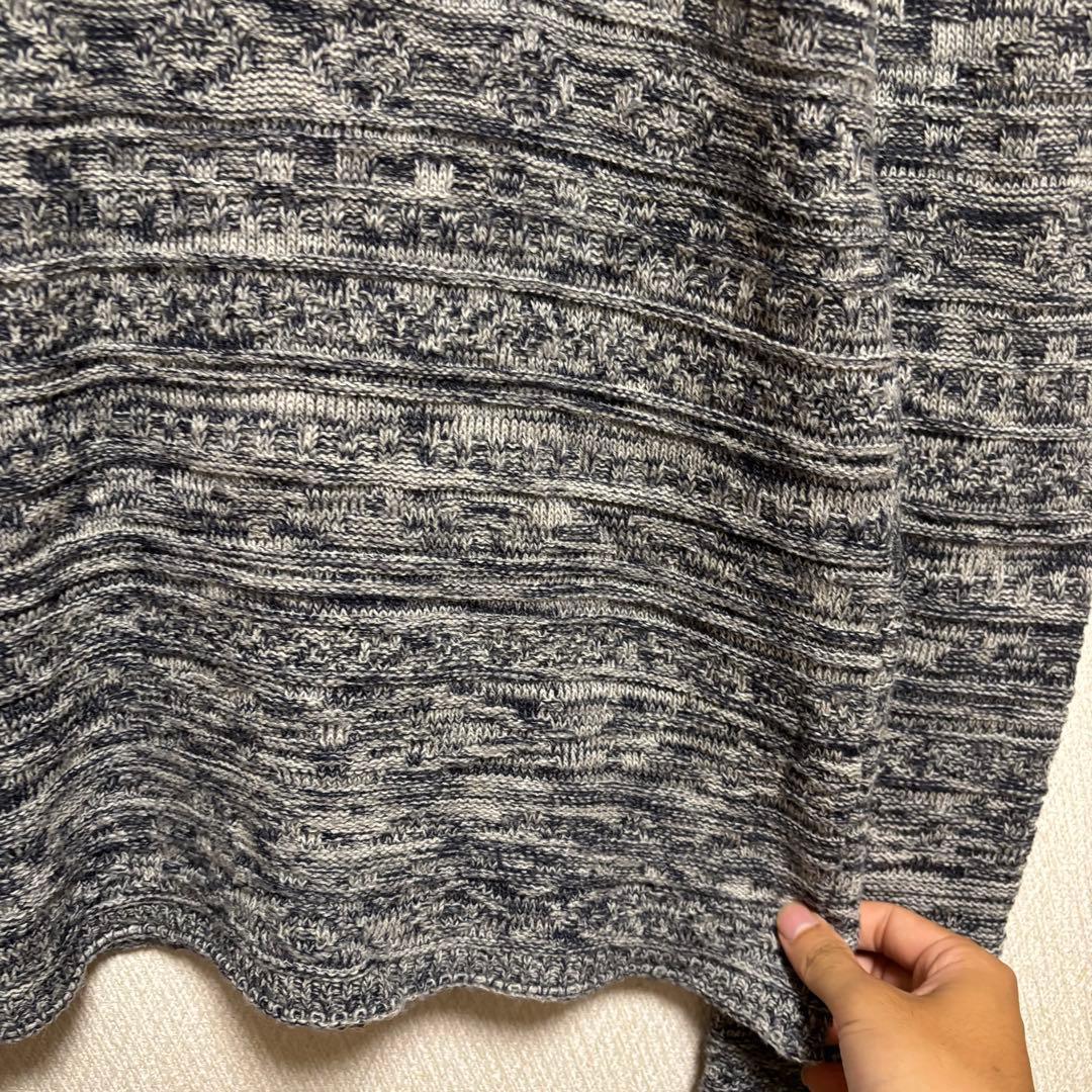 「即日発送」M RAGEBLUEグレー系ボーダー柄長袖ニットセーター — image 4