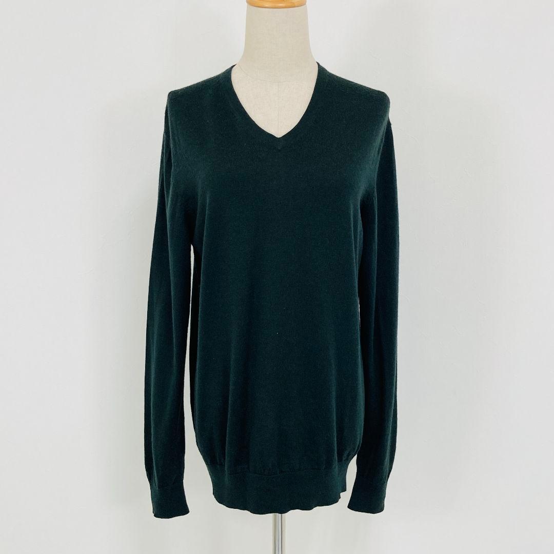 UNIQLO ユニクロ ウール100% Vネックニット セーター L グリーン — image 2