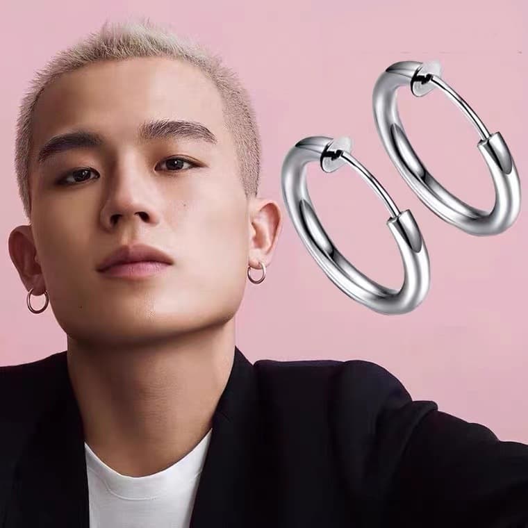 フープイヤリング フェイクピアス ステンレス シルバー 14mm — image 3