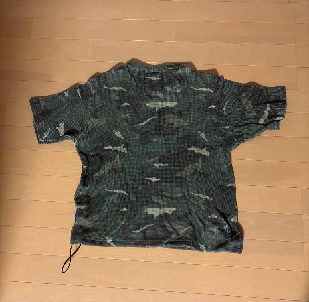 WISH FOREVER カモフラ柄 ヘンリーネック ワッフルTシャツ　短丈 — image 3