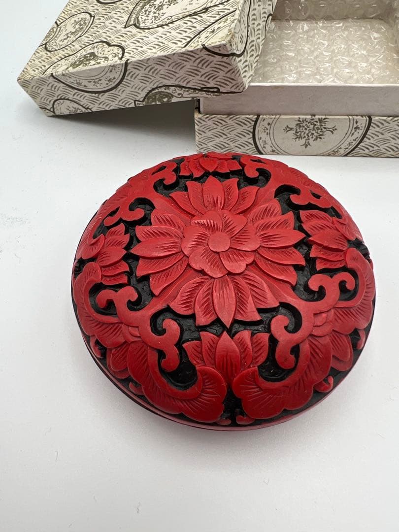 堆朱　中国伝統工芸　茶道具　香合　小物入れ — image 2
