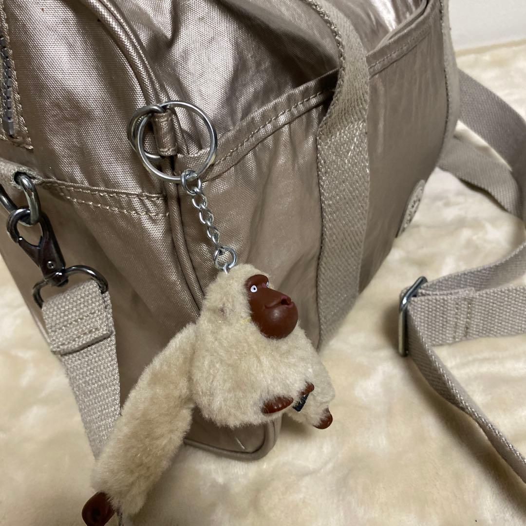 Kipling ミニボストン ハンドバッグ メタリックベージュ 2way — image 3