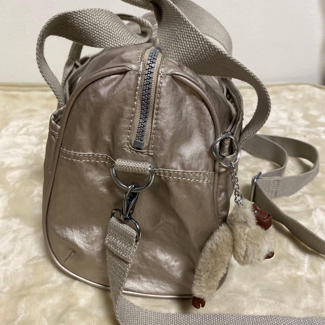 Kipling ミニボストン ハンドバッグ メタリックベージュ 2way — image 4