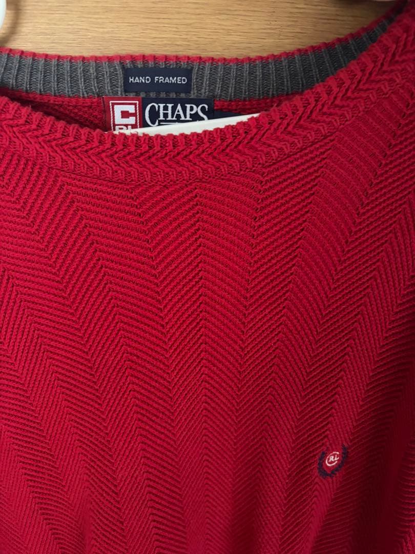 CHAPS RL ハンドフレームド ニット セーター レッド — image 3