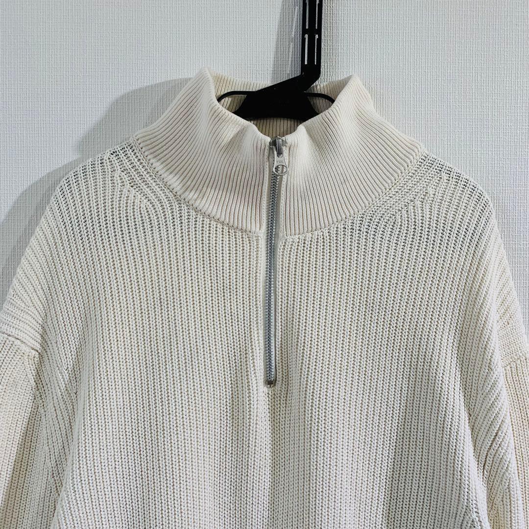 ZARA ザラ ハーフジップニット セーター 立ち襟 ホワイト アイボリー XL — image 2