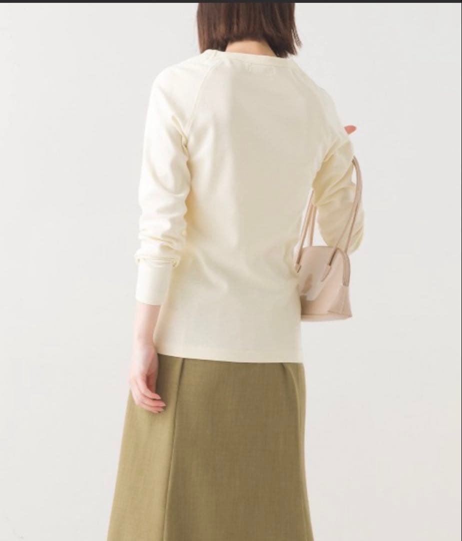 オムネス　ユニセックス ストレッチジャガード クルーネック長袖Tシャツ　エクリュ — image 2