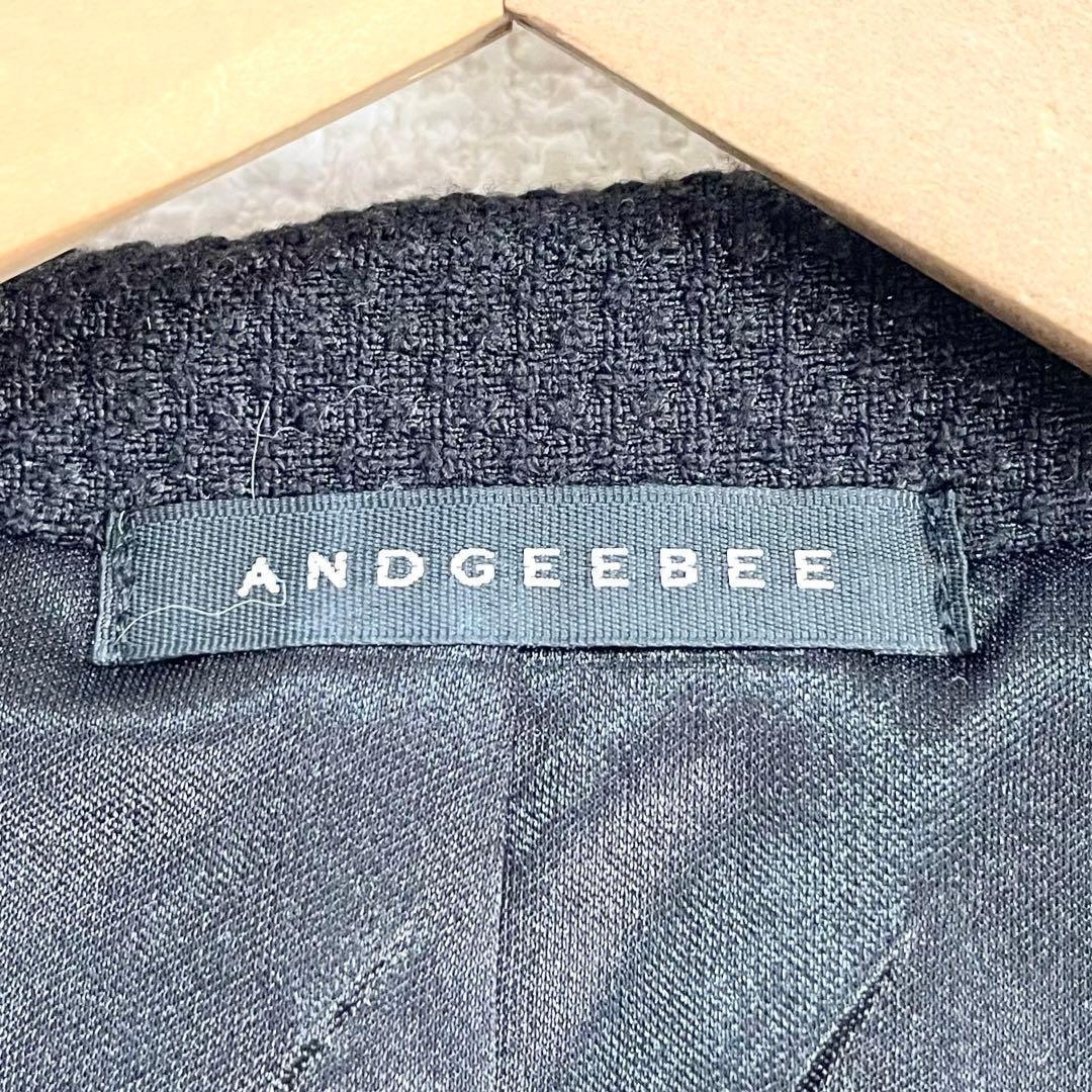 ANDGEEBEE アンジービー ダブルボタン 半袖テーラードワンピース 黒 — image 2