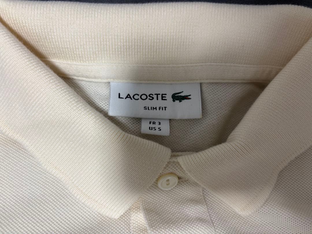 LACOSTE スリムフィット ポロシャツ アイボリー S — image 4