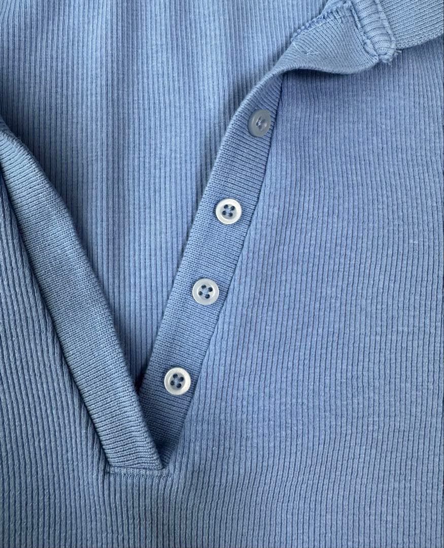 【未使用】 ZARA リブニット ポロシャツ 長袖 クロップド丈 ブルー — image 5