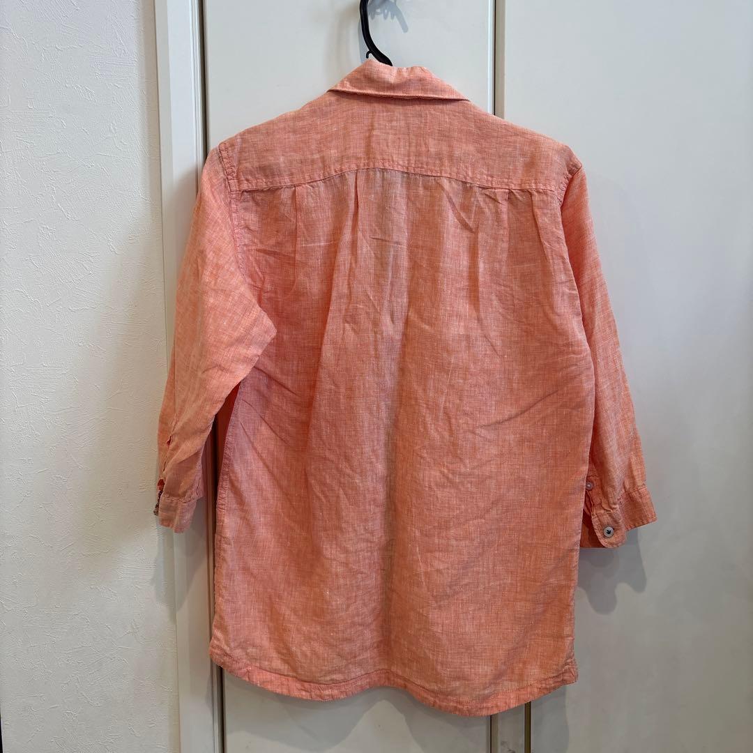NICOLE ニコル　46 メンズ　シャツ　美品　麻　リネン　コーラルピンク — image 3