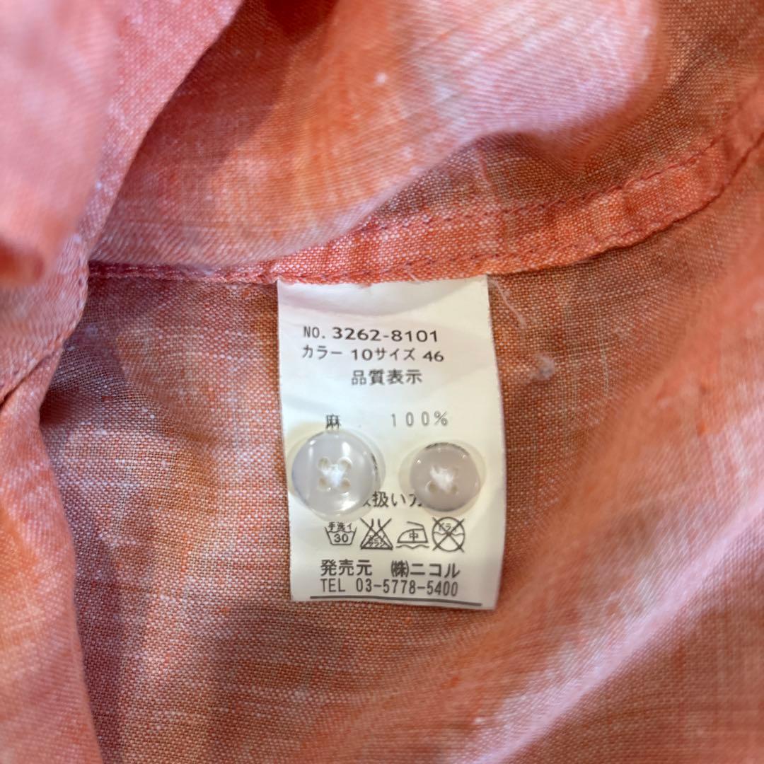 NICOLE ニコル　46 メンズ　シャツ　美品　麻　リネン　コーラルピンク — image 5