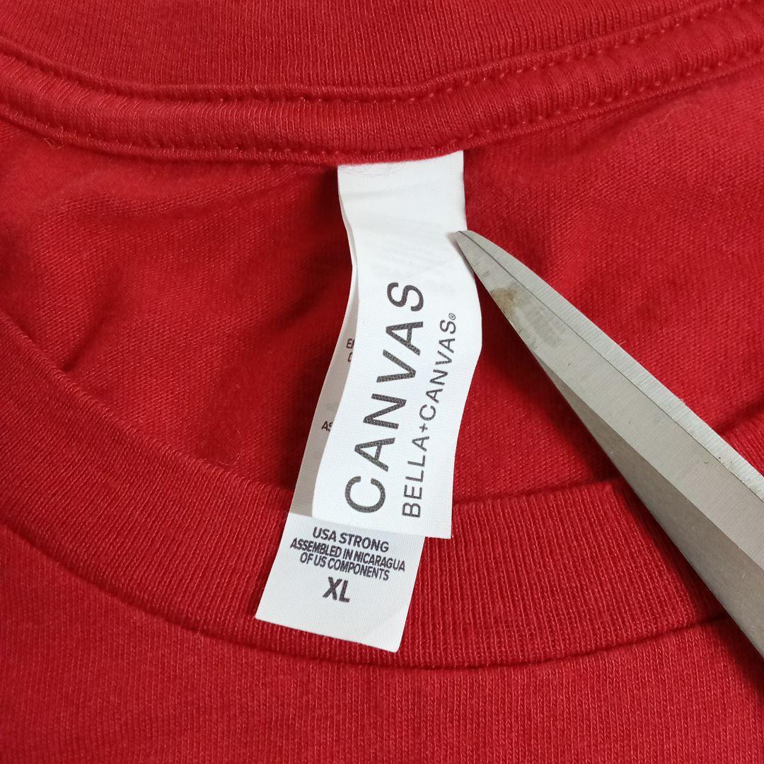 USA古着 BELLA CANVAS カレッジ風 Tシャツ XL レッドゆるだぼ — image 4