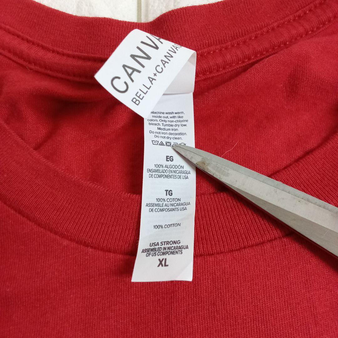 USA古着 BELLA CANVAS カレッジ風 Tシャツ XL レッドゆるだぼ — image 5
