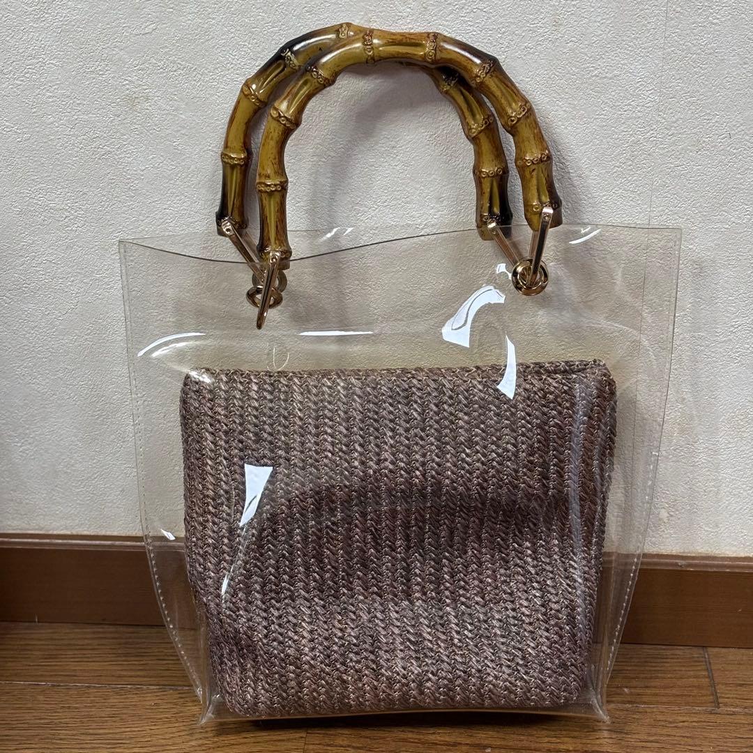バンブーハンドル クリアバッグ ハンドバッグ — image 2