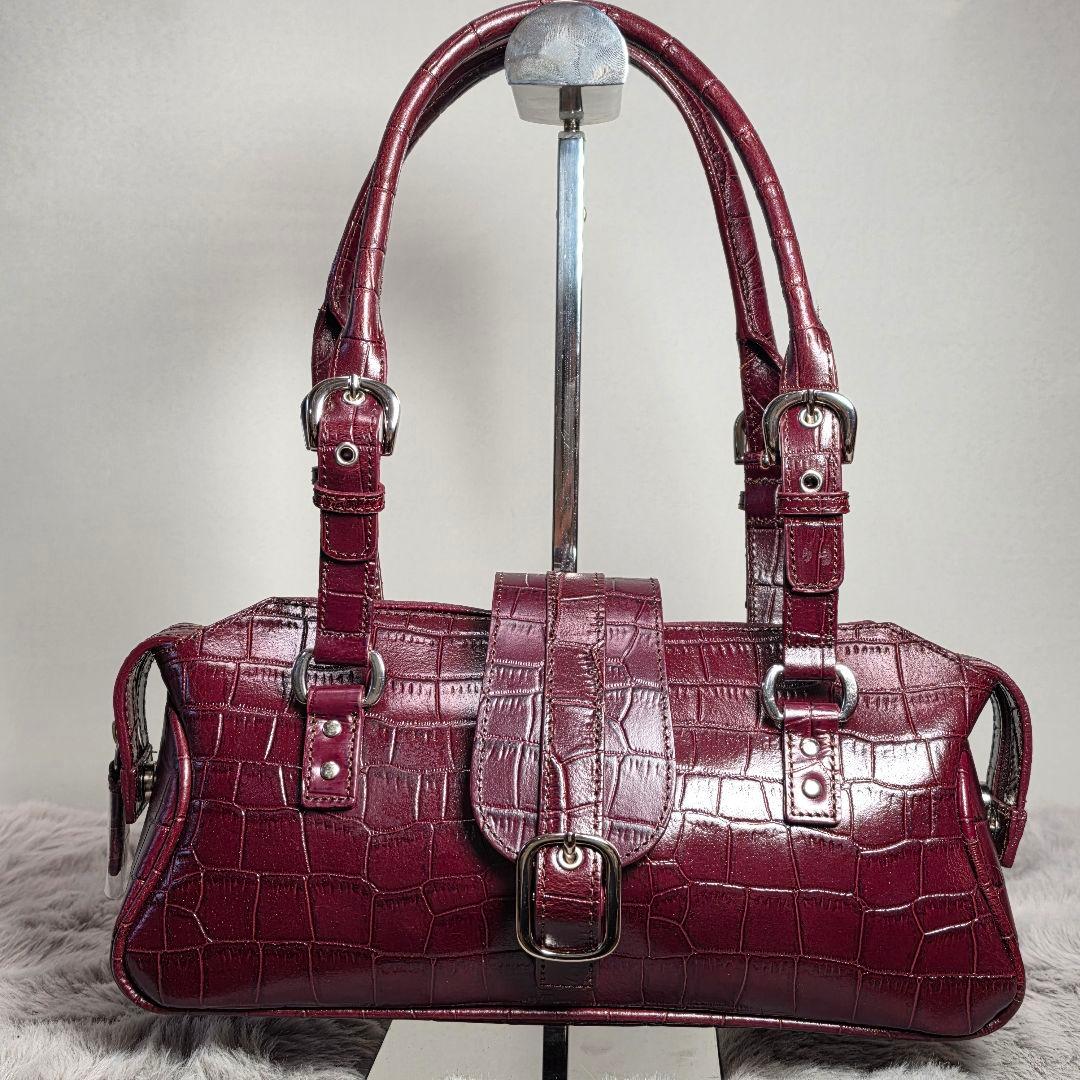 GUESS × NOEVIR コラボ クロコ型押し ハンドバッグ ボストン型 — image 2