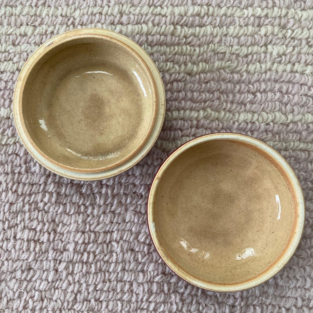 赤釉 菊花文 香合 茶道具 — image 2