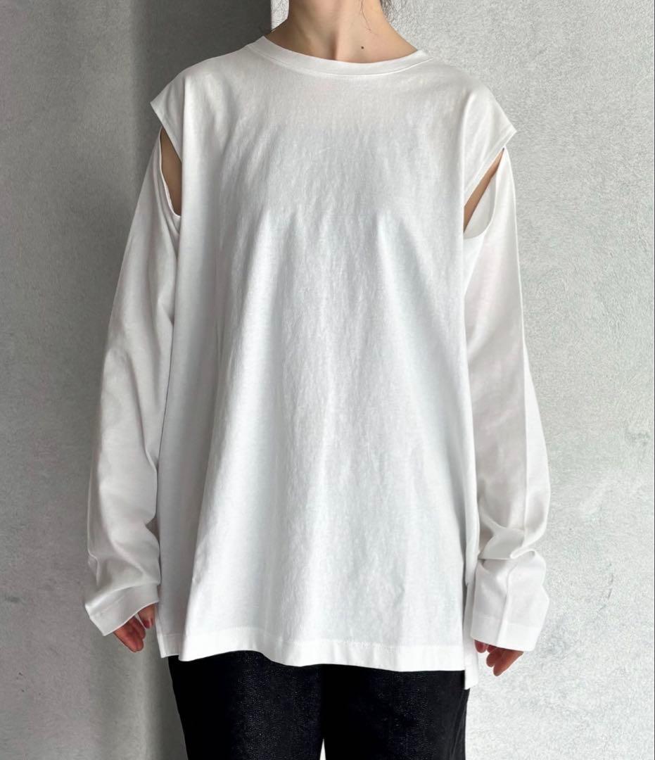 feepur ショルダーカットアウトルーズロンT WHITE — image 4