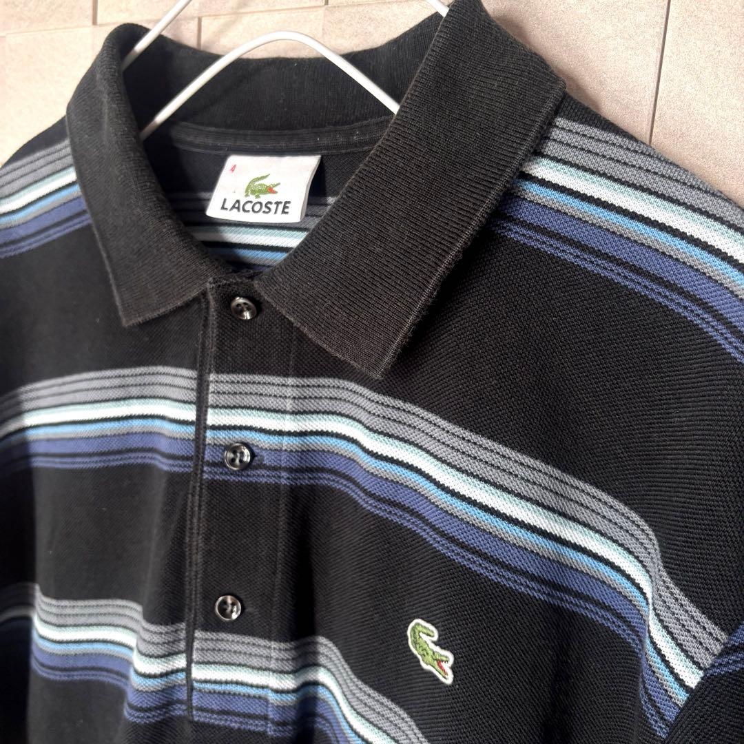 LACOSTE ラコステ ボーダー ポロシャツ　M ワニ　刺繍 — image 2