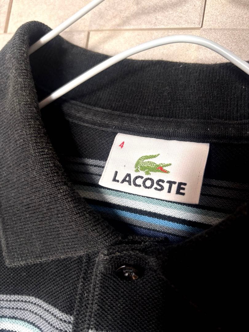LACOSTE ラコステ ボーダー ポロシャツ　M ワニ　刺繍 — image 3