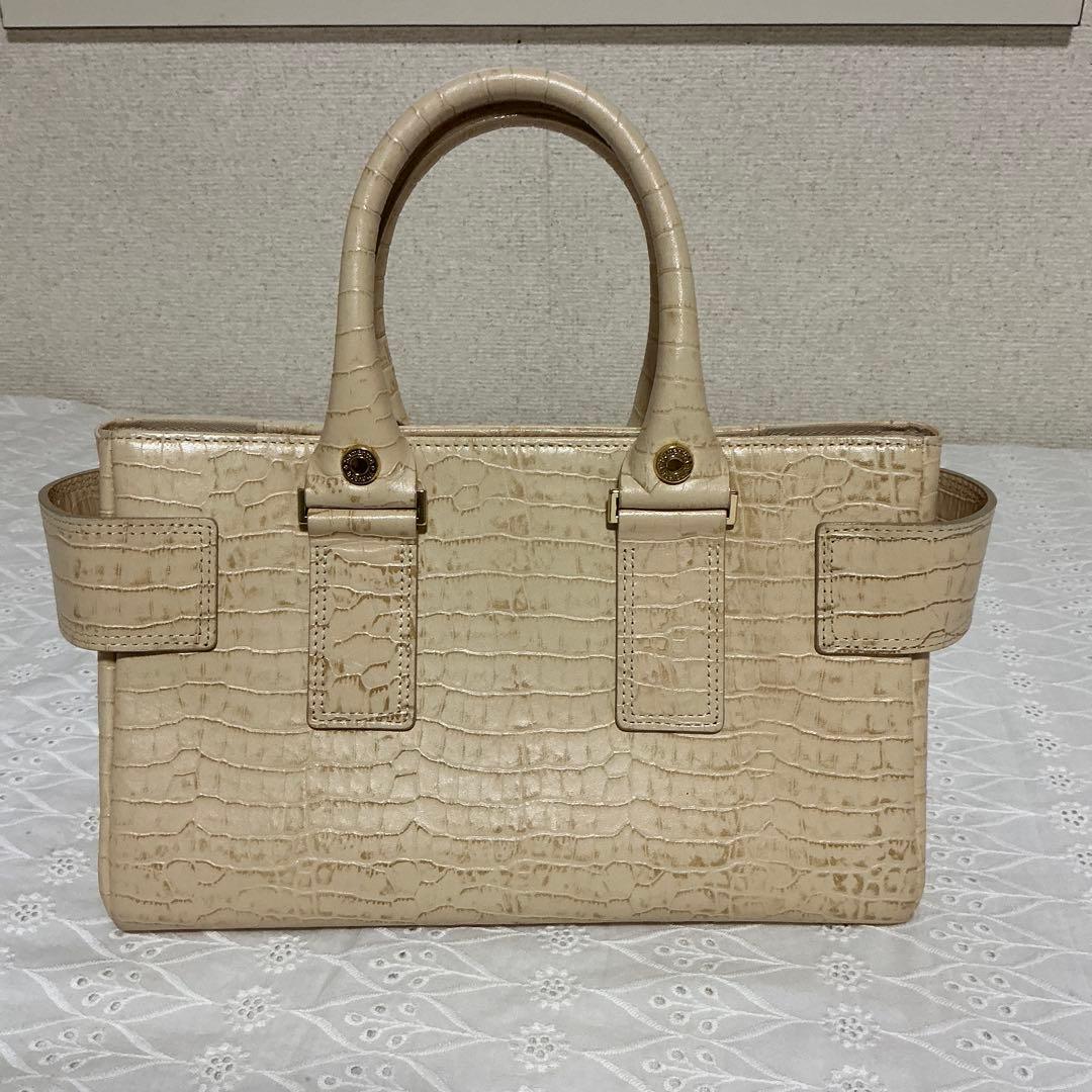 Samantha Thavasa クロコ型押し ハンドバッグ ベージュ — image 3