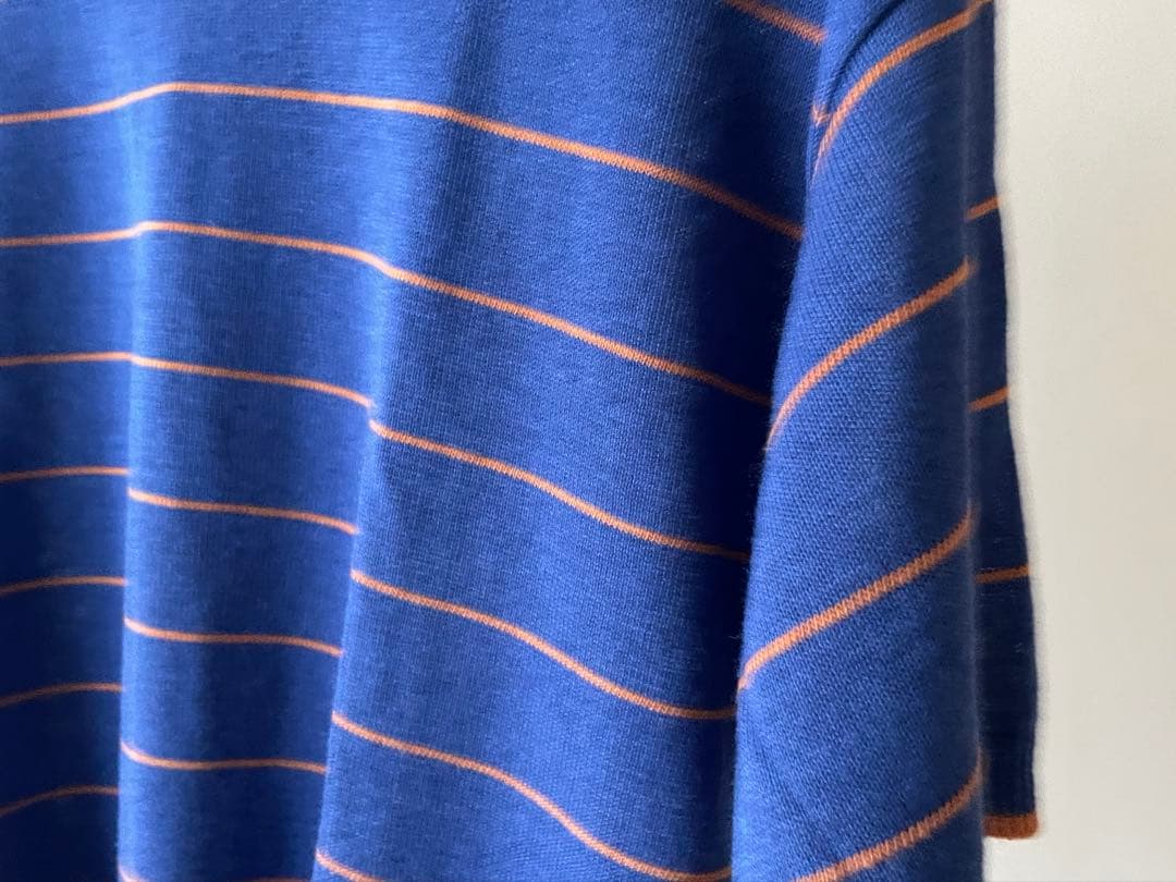 ブルー×オレンジ　サマーニット　半袖　古着 — image 3