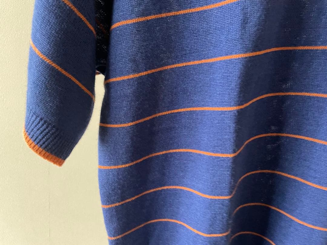 ブルー×オレンジ　サマーニット　半袖　古着 — image 4