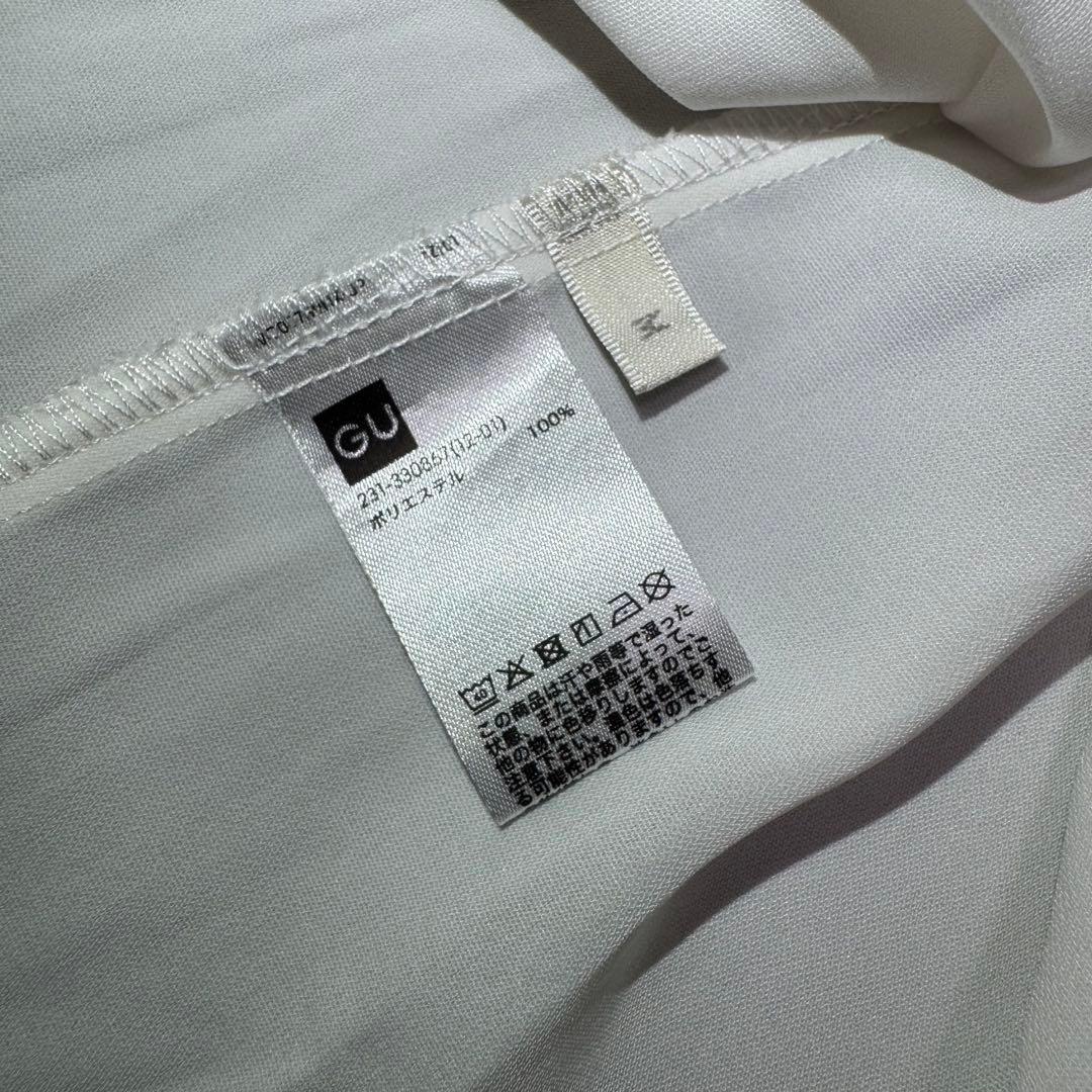 ホワイト シフォン Vネック フレア袖シャツ — image 5