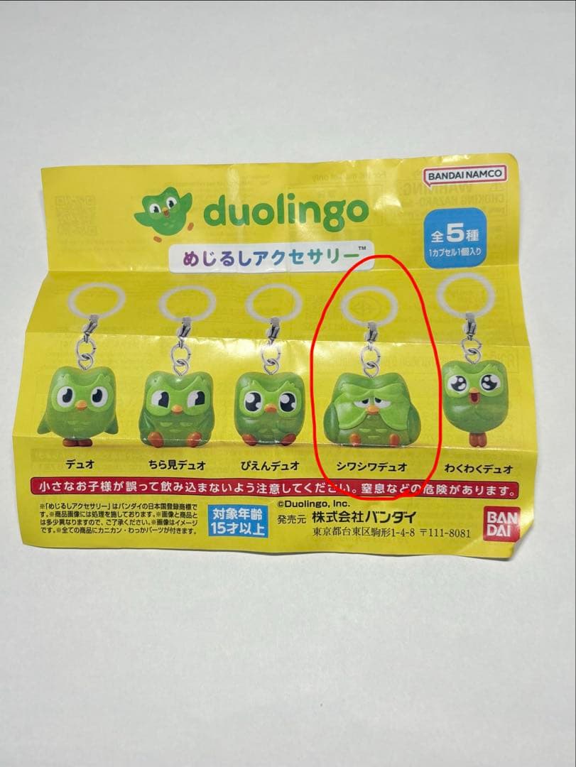 デュオリンゴ Duolingo めじるしアクセサリー　シワシワデュオ — image 3