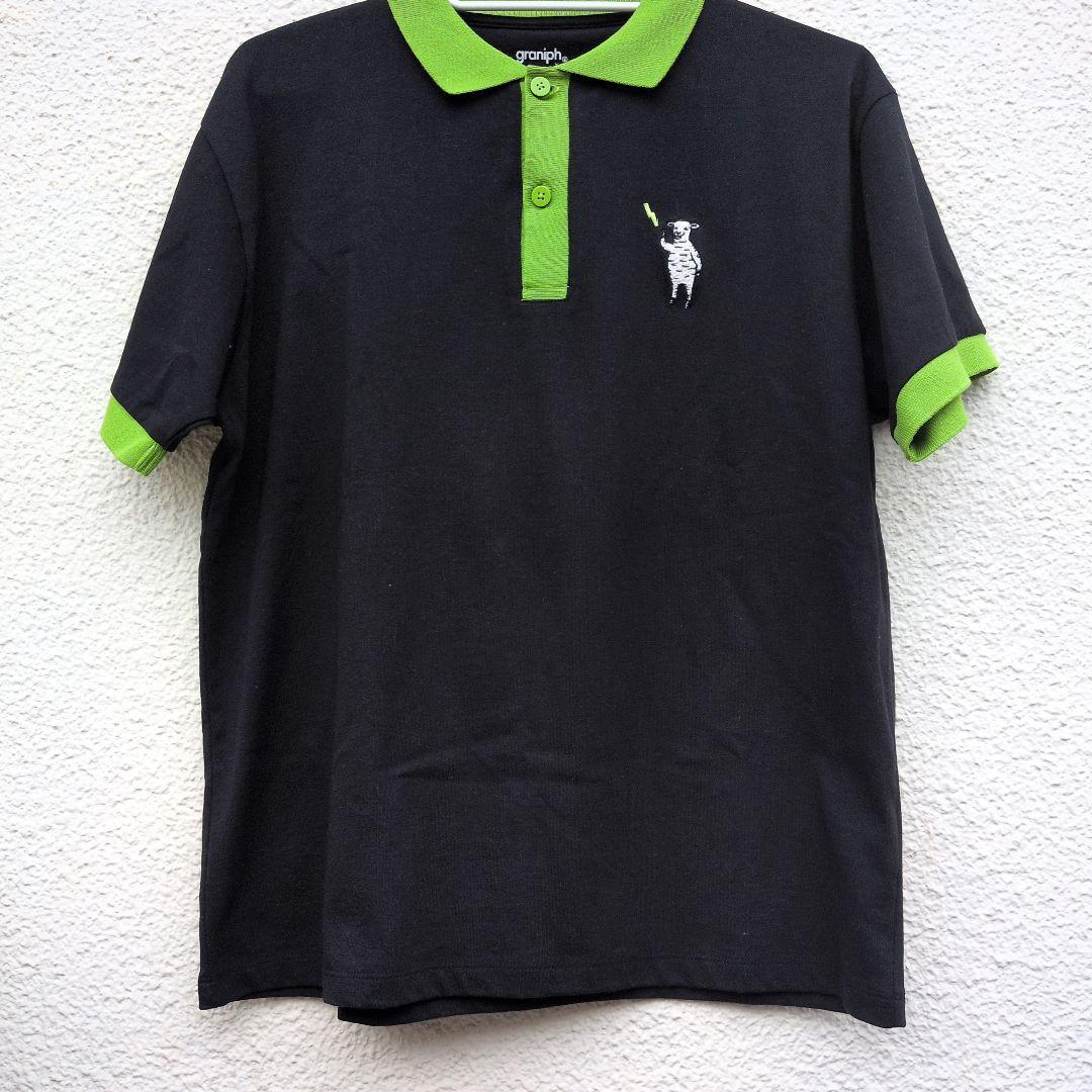 graniph LAMB CHOP ポロシャツ ブラック×ライムグリーン — image 3