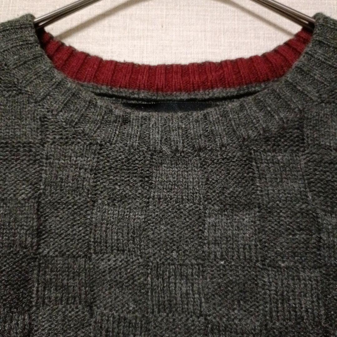 GEOFFREY BEENE【M】チェッカー編み クルーネックニット メンズ — image 4