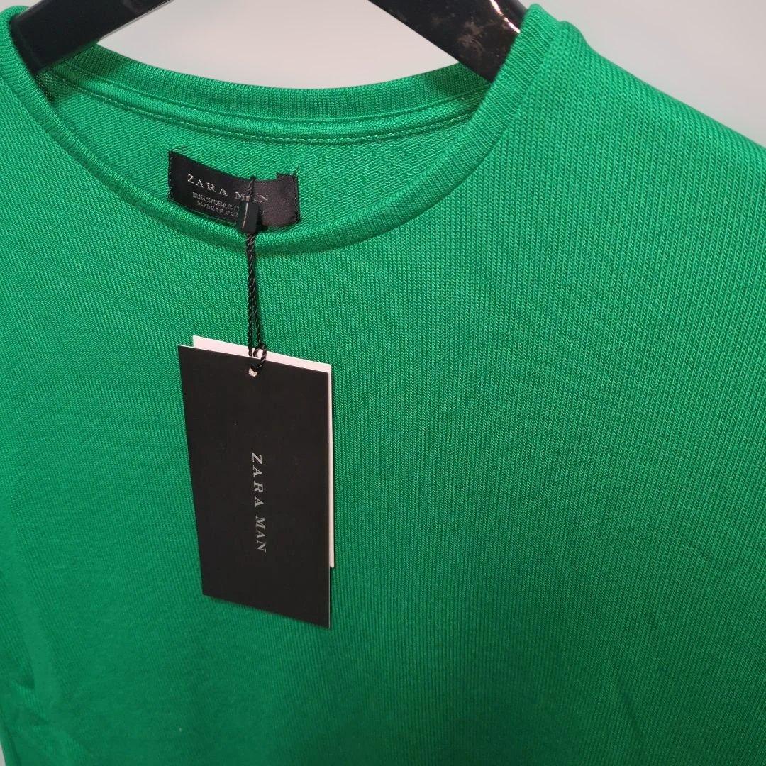 【新品】ZARA MAN グリーン クルーネック ニットセーター Tシャツ 春夏 — image 2