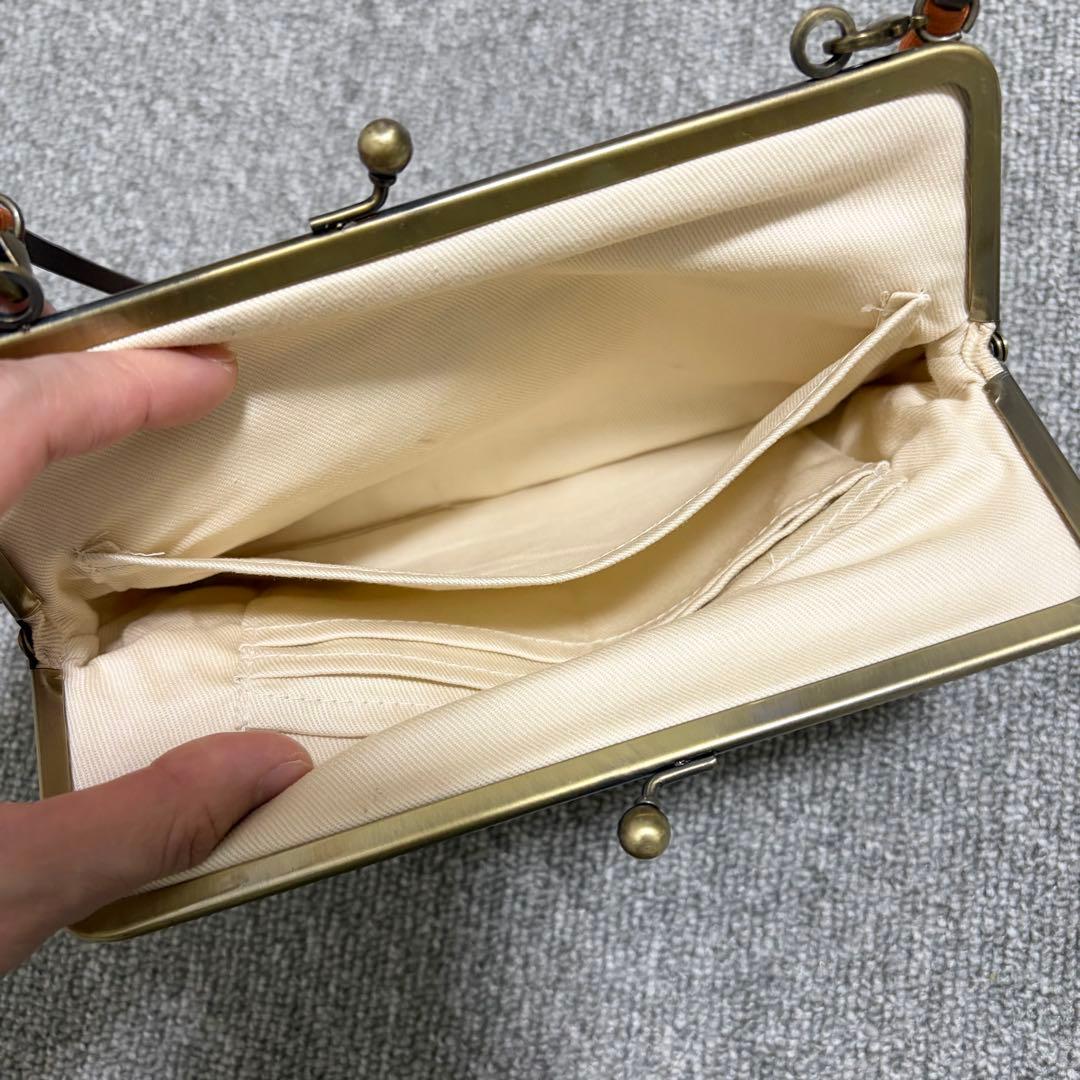 AYANOKOJIアヤノコウジ 革ヒモ付き手提げがま口バッグ ポーチ 七宝 — image 3