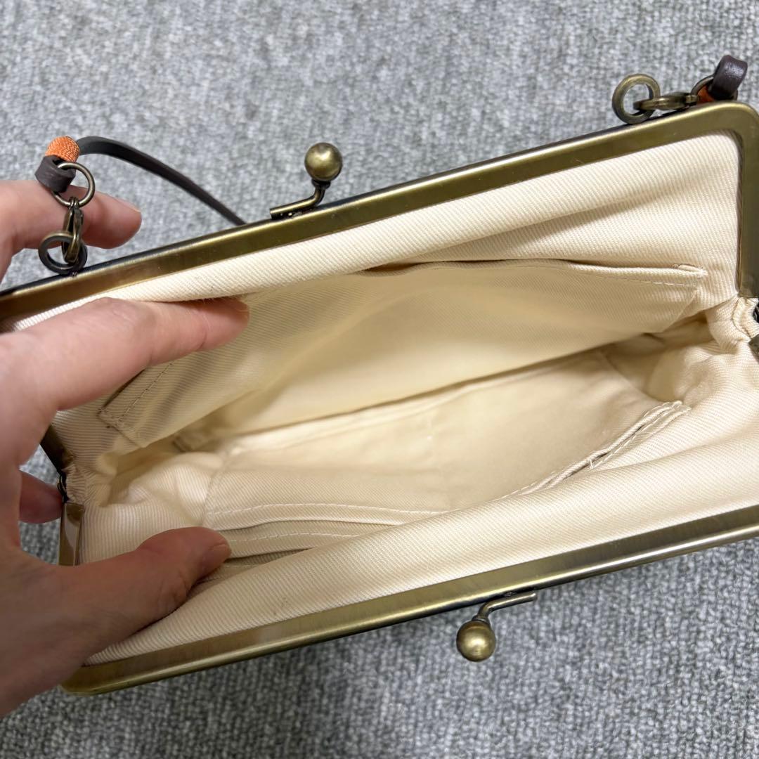AYANOKOJIアヤノコウジ 革ヒモ付き手提げがま口バッグ ポーチ 七宝 — image 4