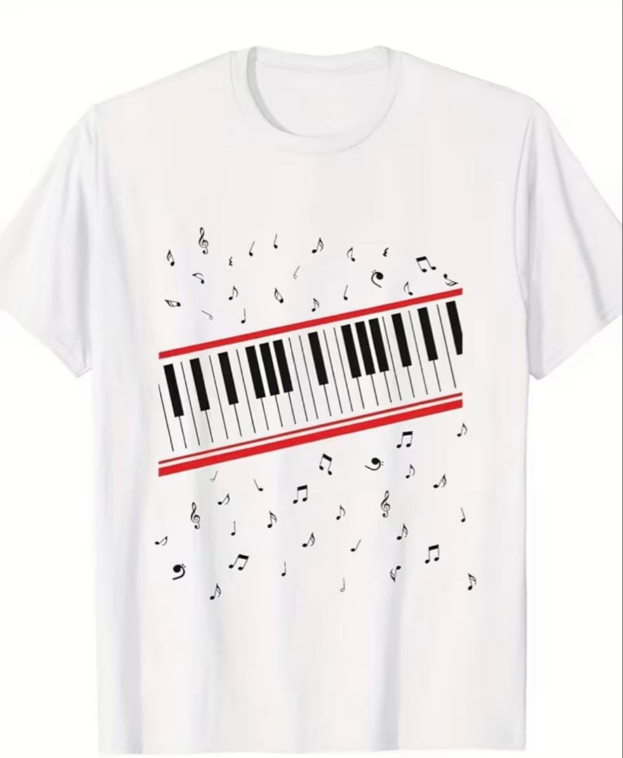 新品　ピアノ鍵盤音符柄 Tシャツ ポリエステル　beat it 大きめ　XL — image 2