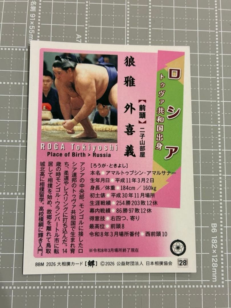 BBM 2026 大相撲カード 狼雅 外喜義 — image 2