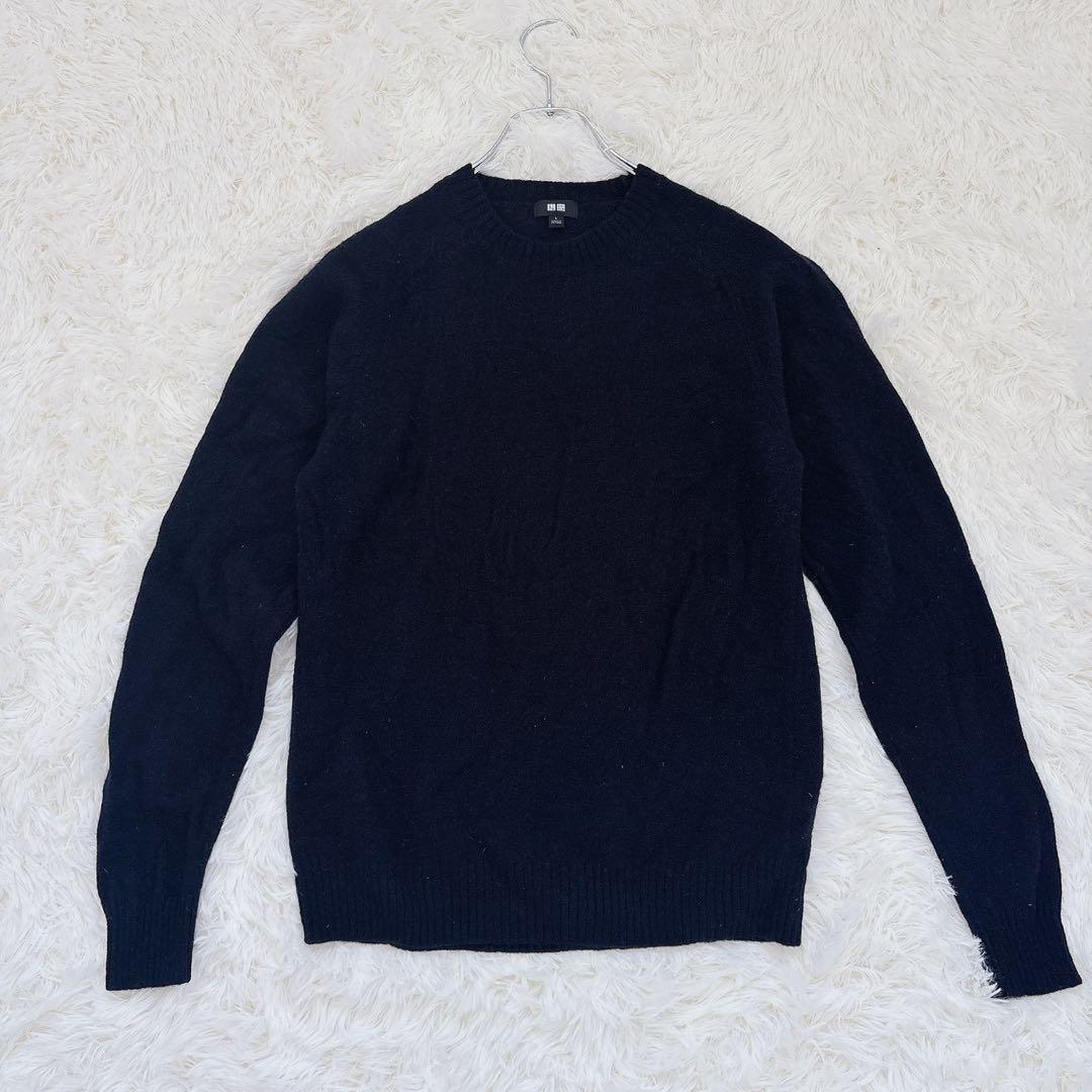 ユニクロ クルーネック長袖ニット セーター L ダークネイビー 人気定番 上品 — image 2