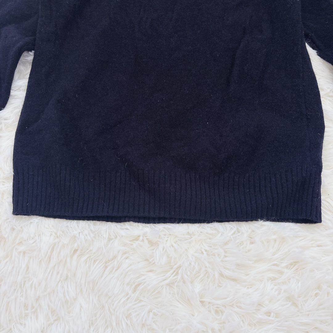 ユニクロ クルーネック長袖ニット セーター L ダークネイビー 人気定番 上品 — image 5