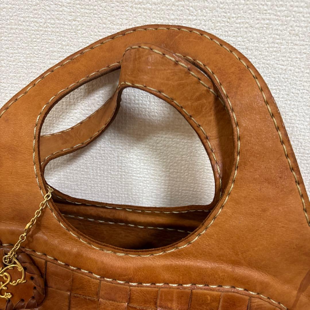 ロビタ robita ブラウン編み込みレザーハンドバッグ — image 4