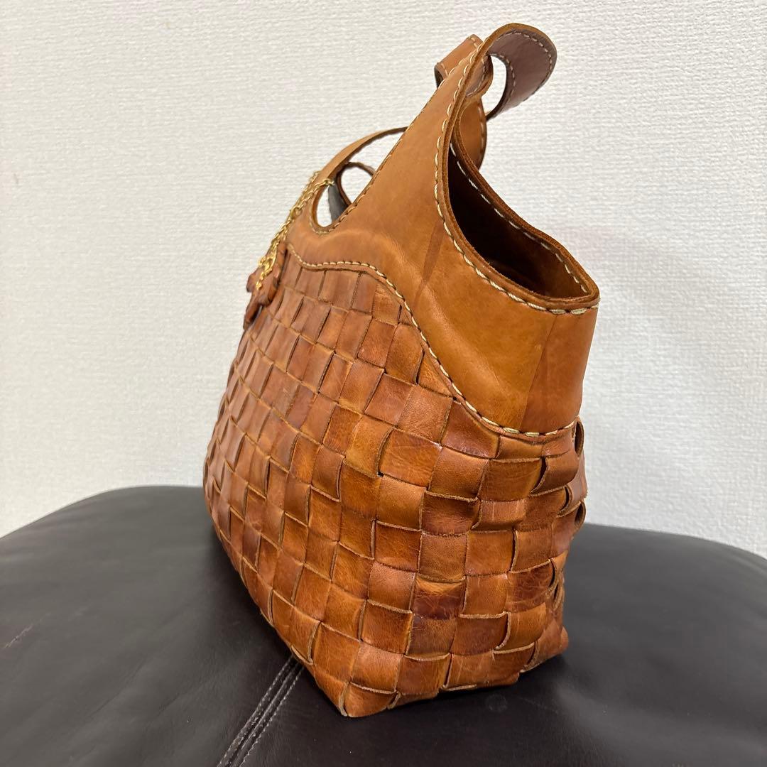 ロビタ robita ブラウン編み込みレザーハンドバッグ — image 5