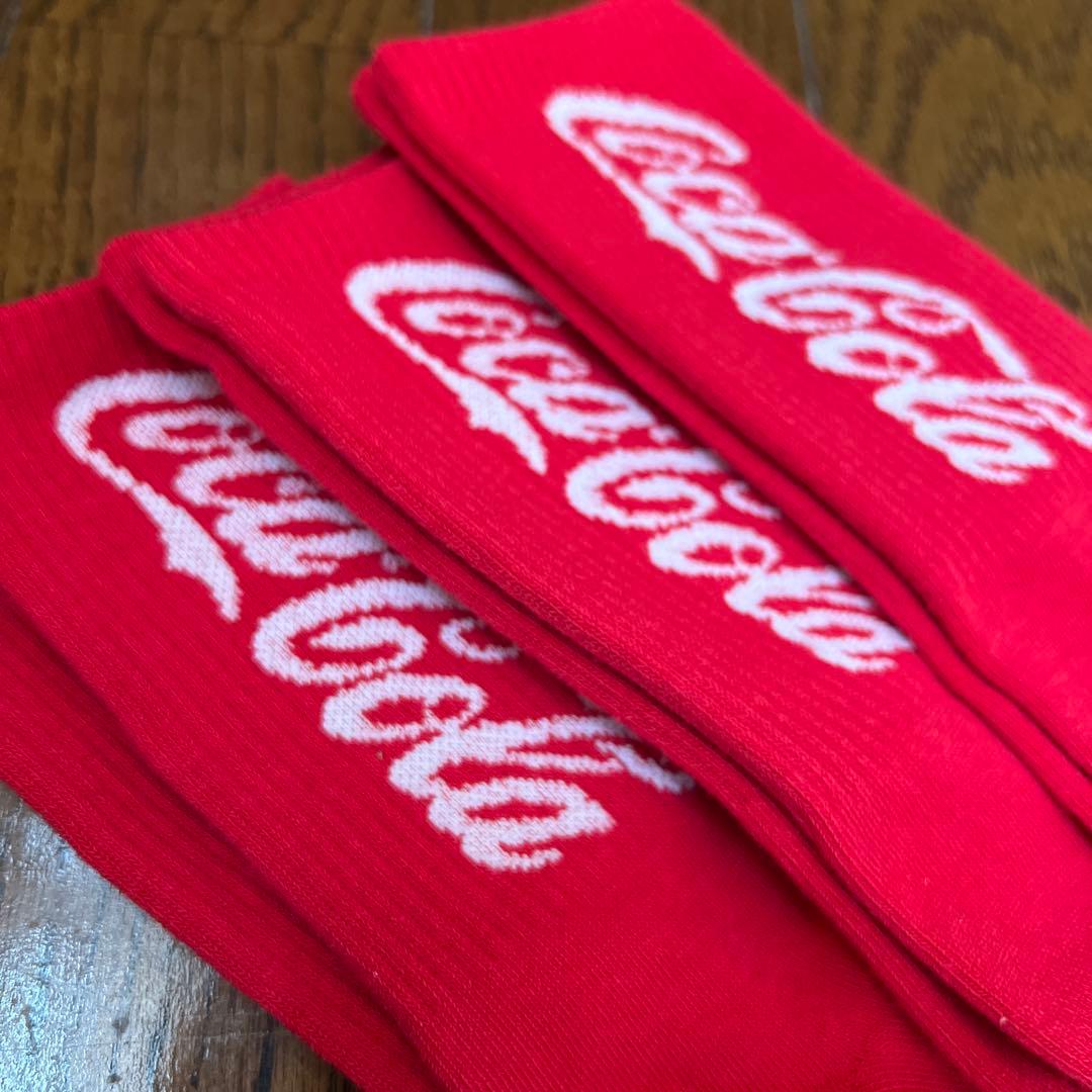 韓国靴下☆レディースソックス☆フリーサイズ☆Coca-Colaロゴ☆赤3足セット — image 4
