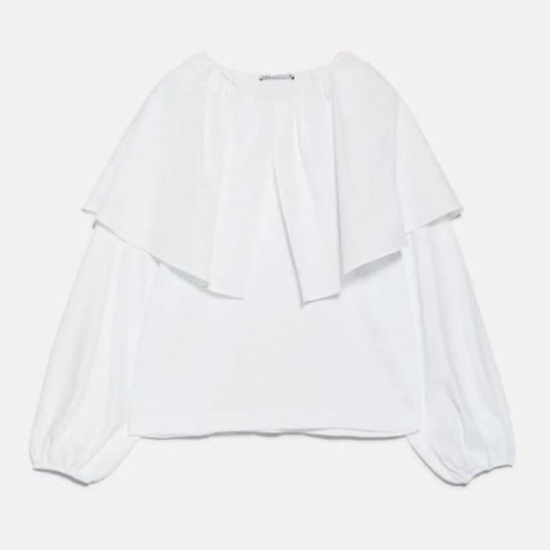 ZARA コントラストポプリントップス　ホワイト　S — image 4