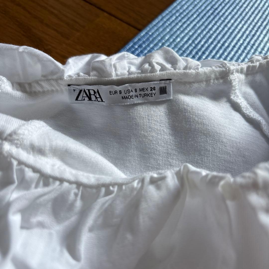 ZARA コントラストポプリントップス　ホワイト　S — image 5