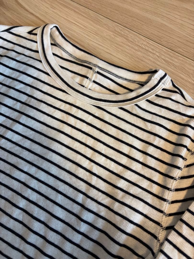 UNFILO コットンカシミヤクルーネックカットソー ボーダー S — image 3