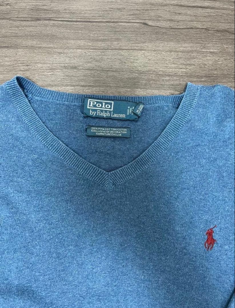 Polo by Ralph Lauren ブルー Vネック ニットセーター — image 2