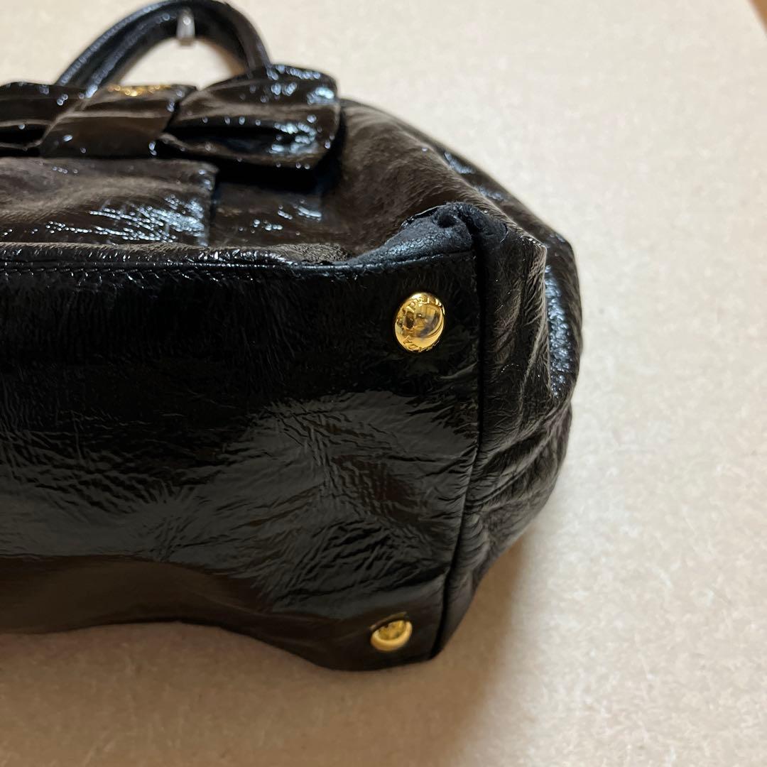 PRADA プラダ黒 エナメルリボン付き ハンドバッグ　ブラック — image 5