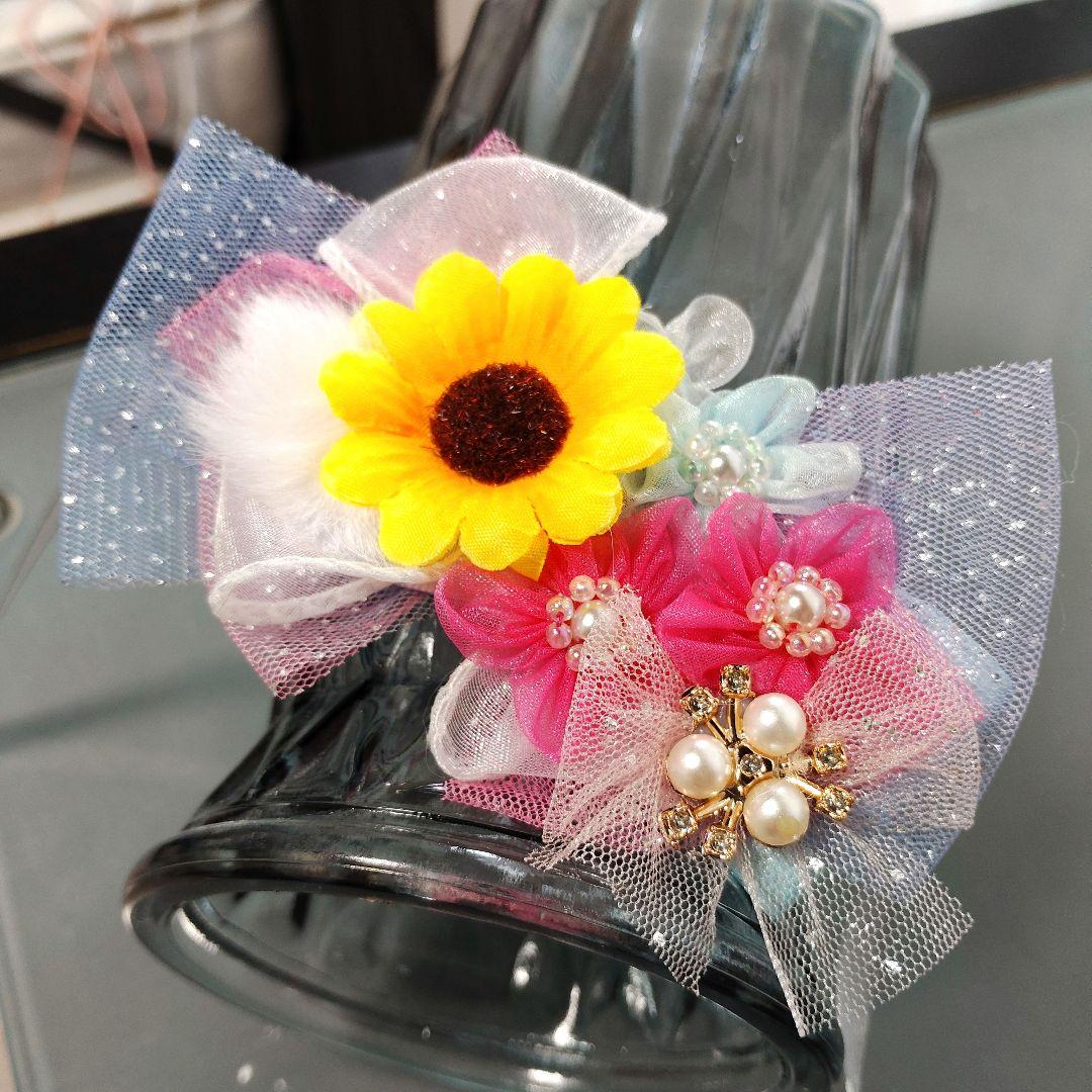 ☆ 犬 ペット トリミングチョーカー トリミングリボン 誕生日 向日葵 花 — image 3