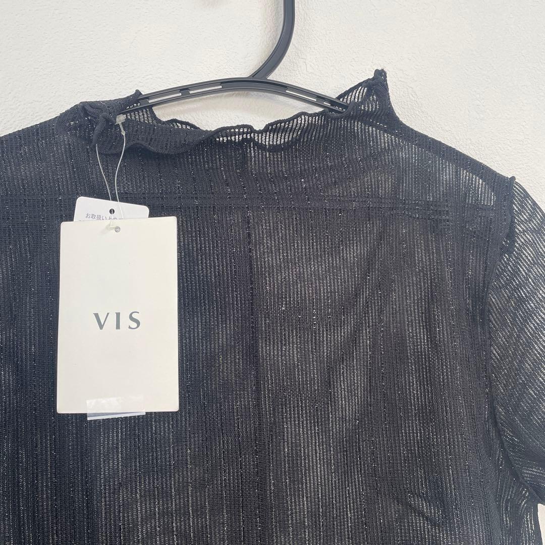 VIS シースルー半袖トップス 黒 — image 2