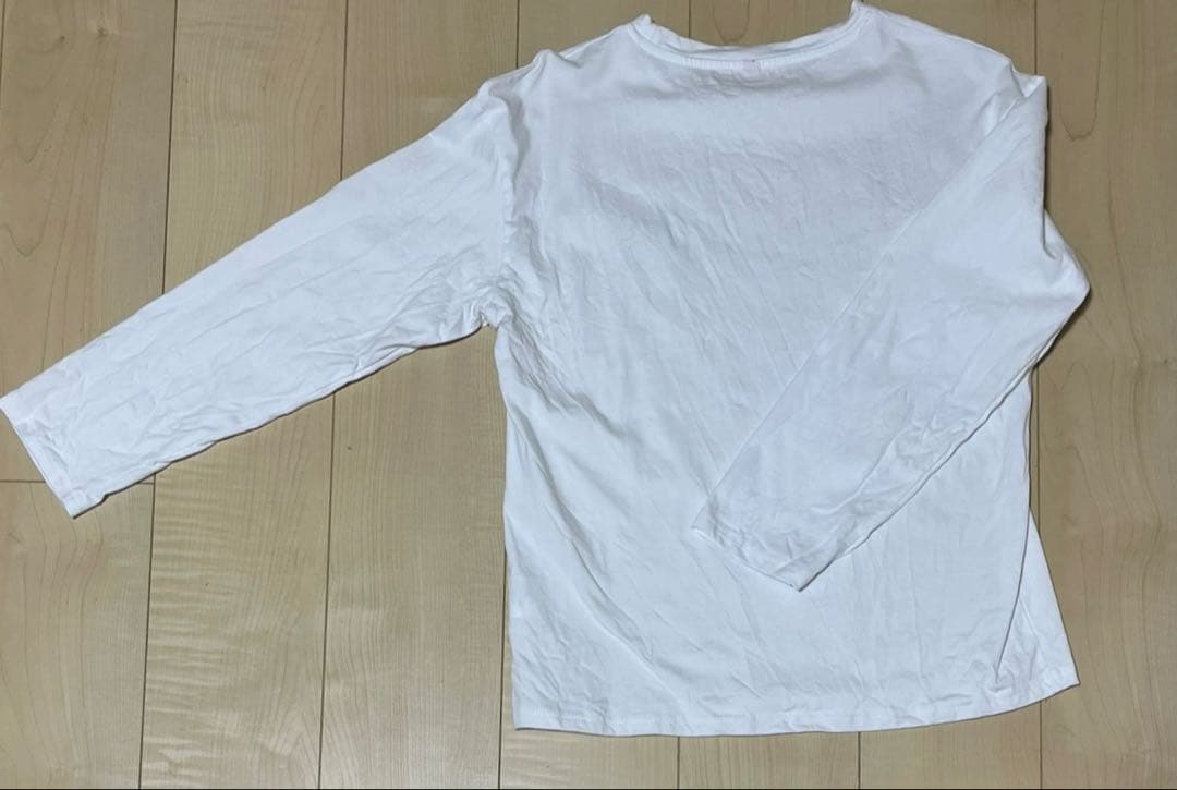 ホワイト Tシャツ 長袖 薄手 ロゴプリント 春服 — image 3