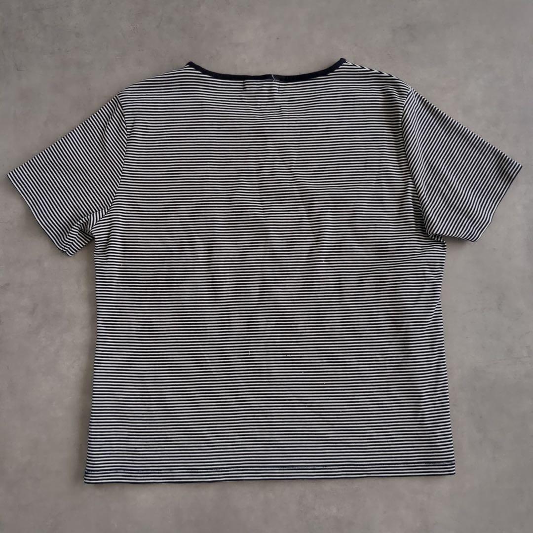 ピエールカルダン ボーダー花柄半袖Tシャツ【L】ネイビー日本製 コットンブレンド — image 5