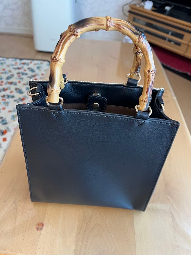 any SiS 編み込みバッグ バンブー風ハンドル 2WAY 美品 — image 3